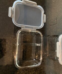 JoyJolt Divided Food Storage Containers with Lids Airtight. 5 Pack Glass Meal Prep Containers 2 Compartment Set Glass Bento Box. Reusable Food Containers, Portion Control Containers for Weight Loss Gray 58 71elIb5AGkL