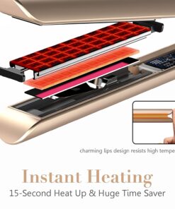 FURIDEN Professional Salon Quality Hair Straightener, Hair Straightener and Curler 2 in 1, Flat Iron Curling Iron in One, Fast Results | Long Lasting Gold 34 71em3NnwLiL