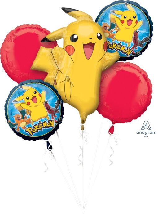 Pokemon Pikachu and Friends 5 Mylar Balloons Bouquet ~ Party Supplies