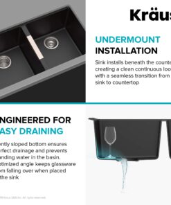 Kraus KGU-434B Undermount 50/50 Double Bowl Granite Kitchen Sink, 32.5-Inch, Black 17 71emtTnXFDL