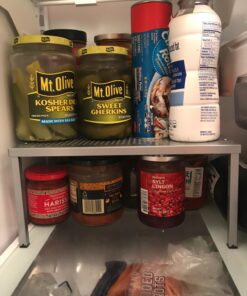 SimpleHouseware Expandable Stackable Kitchen Cabinet and Counter Shelf Organizer, Silver Metal Top 39 71enGCWOjBL