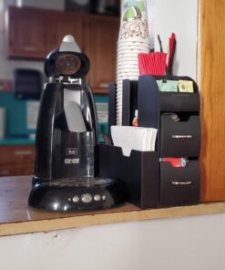 Mind Reader 11-Compartment Coffee Cup and Condiment Organizer with 2 Drawers, 11.25"L x 5.35"W x 11.15"H, Black Single 38 71ena3m5Z4L