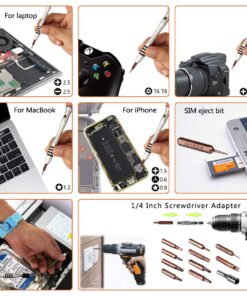 GANGZHIBAO 90pcs Electronics Repair Tool Kit Professional, Precision Screwdriver Set Magnetic for Fix Open Pry Cell Phone, Apple iPhone, Computer, PC, Laptop, Tablet, iPad, Mac book with Portable Bag 25 71eoajOIHxL