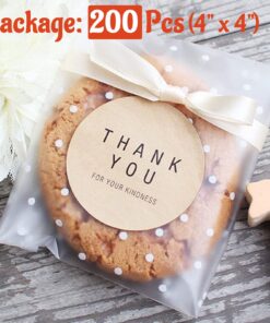 Alternative view of 200 Pack DIY Self Adhesive Plastic Transparent Candy Cookie Gift Bag, 4" x 4" Reclosable White Polka Dot Self Sealing Packaging Bags, Chocolate Small Treat Party Birthday Wedding Halloween Christmas