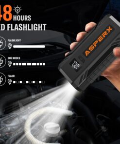 ASPERX Jump Starter, 1500A Peak Battery Jump Starter for Up to 7.0L Gas or 5.5L Diesel Engine, 12V Portable Battery Starter with 1.4 INCH LCD Display Black-C 53 71eomzh0o4L