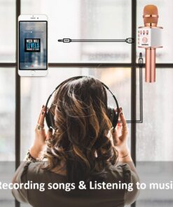 BONAOK Wireless Bluetooth Karaoke Microphone, 3-in-1 Portable Handheld Mic Speaker for All Smartphones,Gifts for Girls Kids Adults All Age Q37(Rose Gold) Rose Gold 34 71erLdTwAML