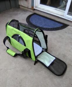 Paws & Pals Airline Approved Pet Carrier - Soft-Sided Carriers for Small Medium Cats and Dogs Air-Plane Travel On-Board Under Seat Carrying Bag with Fleece Bolster Bed for Kitten Cat Puppy Dog Taxi Green 58 71ethhf2uaL