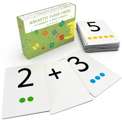 Attractivia Magnetic Number Flash Cards - Large 0-25 Math Cards, Early Addition and Subtraction, Multiplication, Division and Symbols, for Classroom Teachers, Homeschool, Toddlers, Kids and Adults