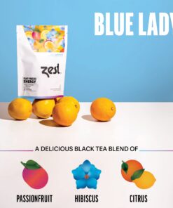 Zest 150mg High Caffeine Energy Leaf Blend - Blue Lady Black Tea - 20 Pack Bag - Hot or Iced - All Natural Strong Flavored Healthy Coffee Alternative Highly Caffeinated Substitute - Perfect for Keto 20 Count (Pack of 1) 29 71ewH97850L