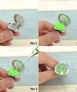 HOUSWEETY Car Air Freshener Aromatherapy Essential Oil Diffuser - Flower Stainless Steel Locket,11 Refill Pads (Style 1) Style 1 16 71ewRQhqaQL 1