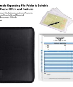 ENGPOW Expanding File Folder Important Document Organizer Fireproof Document Bag-A4 Size, 25 Pockets,Color Labels,Non-Itchy Silicone Coated Portable Filing Organizer Folder(14.3" x 9.8") Black,25 Pockets 11 71eyUG95cFL