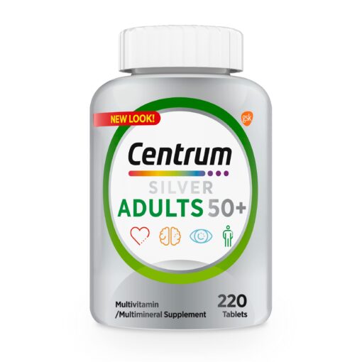 Centrum Silver Multivitamin for Adults 50 Plus, Multivitamin/Multimineral Supplement with Vitamin D3, B Vitamins, Calcium and Antioxidants, Gluten Free, Non-GMO Ingredients - 220 Count Old 220 Count (Pack of 1)