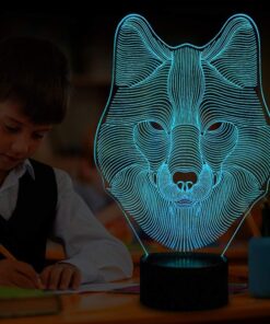 Tiscen 3D Illusion Night Light, LED Table Desk Lamps, Dinosaur Horse Wolf Nightlights,Plastic, 7 Colors USB Charge Lighting Home Decoration for Kids Bedroom 16 71f3MKYtAGL