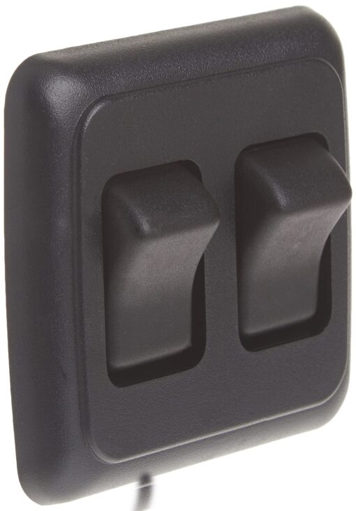 JR Products 12235 Black Double SPST On-Off Switch with Bezel