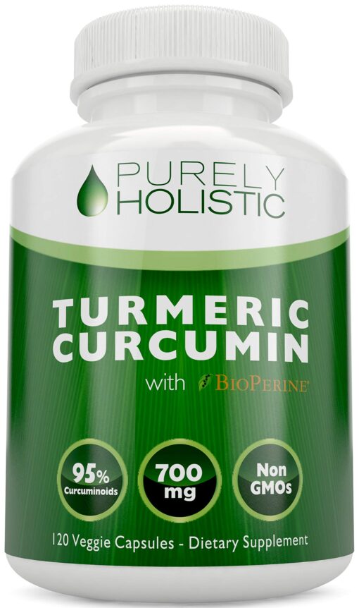 Turmeric Curcumin with BioPerine - 120 Vegan Capsules - 700mg of Tumeric per Capsule - with Black Pepper Extract 95% Curcuminoids