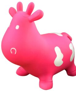AppleRound Cow Bouncer with Air Pump, Inflatable Space Hopper, Ride-on Bouncy Animal (Pink) Pink 16 71f3x9 JQdL