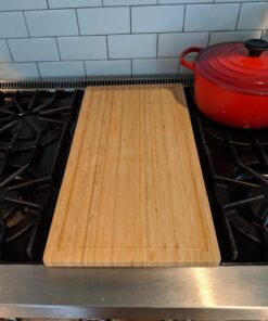 BambooMN Bamboo Burner Cover/Cutting Board for Viking Cooktops, New Vertical Cut, Large, Extra Long (23"x11.78"x0.75") (23"x11.78"x0.75") Vertical Cut, Long 14 71f5Uh3F8ML