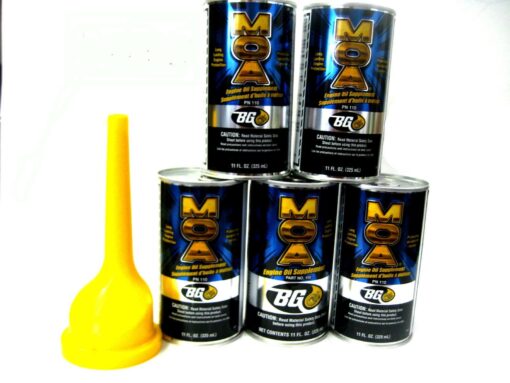 5 Pack - Bg MOA Motor Oil Additive (5) 11oz. Cans with Bg Funnel