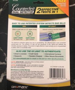 Dri Mark Dual Test - The Original Smart Money Pen with UV LED Cap Counterfeit Detector System - Plus 2 Free Detector Pens - Money Loss Prevention - Fraud Protection, Black, 3 Count (Pack of 1) 41 71f6Hmwp8EL