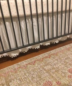 TILLYOU Ruffled Crib Skirt with Pompoms, Microfiber Nursery Crib Toddler Bedding Skirts for Baby Boys Girls, 14'' Drop, White Polyester 35 71f7aBMneFL