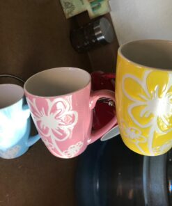 Home Basics 6 Piece Daisy Floral Ceramic 11 Ounce Mug Set For Coffee, Tea, Hot Chocolate etc. with Display Stand Multi color 15 71f8B8Q7N1L