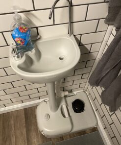 SereneLife Portable Camping Sink w/Towel Holder & Soap Dispenser - Hand Wash Basin Stand w/Rolling Wheels - For Outdoor Events, Gatherings, Worksite & Camping White Standard Towel Holder & Dispenser 50 71f8pnEM0tL 1