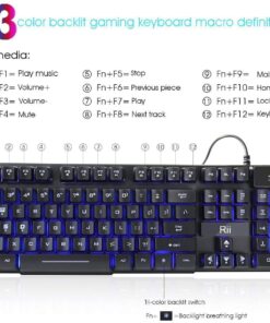 Rii RK100 3 Colors LED Backlit Mechanical Feeling USB Wired Multimedia Gaming Keyboard, Office Keyboard for Working or Primer Gaming,Office Device 31 71f9EPMnnBL