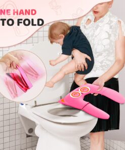 Gimars Portable Travel Potty Seat for Toddlers, Large Folding Travel Potty Seat For Kids Fits All Shape Toilet, Foldable Toilet Seat for Boys & Girls With 6 Non-Slip Silicone Pad, Free Carry Bag, Pink 31 71f9lsKWTqL 2