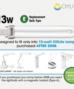 OttLite 13W Replacement Tube Light Bulb with Electronic Ballast Bulb - Compact Fluorescent Light Replacement - Bright Natural Daylight for Bedroom & Living Room - Low Heat & Glare Type E Light Bulb 14 71fBDjkCzXL
