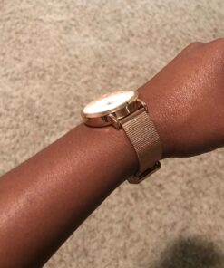 Wristology 10 Styles Maxi Crystal Watch Leather Band - Interchangeable Genuine Leather Strap - Large Easy to Read Watch with Second Hand for Women, Men, Nurses, Teachers Rose Gold Metal Mesh 46 71fBcE81dQL