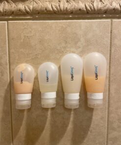 LiquiSnugs Premium - 100% Guaranteed Leak Proof Silicone Travel Bottles For Toiletries - TSA Approved Container. Premium Range Travel Shampoo Bottles with Suction Cups and Adjustable Labels 29 71fCAcZ7tbL