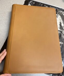 AZXCG Leather Portfolio Binder,3 Ring Binder Padfolio with Zipper fits up to 13.3" Laptop, Professional Organizer, Business Folder with Clipboard, Leather Notepad Holder Brown Graduation Gift Standard 58 71fCgozjTxL