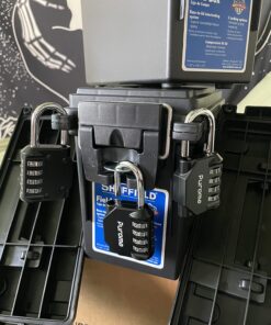 Sheffield 12629 Field Box, Ammo Storage Can and Water Resistant Ammo Can, Bullet Case Designed for Pistol, Rifle, or Shotgun Ammo Storage, Stackable and Lockable Ammo Box, Made in The USA, Black 66 71fDMv IDL