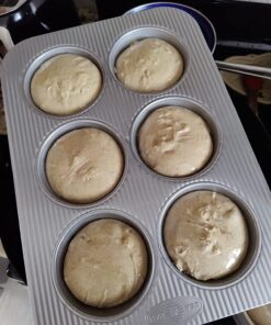USA Pan Mini Round Cake and Cinnamon Roll Pan, 6 Well, Nonstick & Quick Release Coating, Made in the USA from Aluminized Steel, 15-3/4 by 11 Mini Cake & Cinnamon Roll Pan 35 71fE0dcKOTL 1