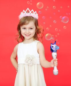 LED Light Up Unicorn Bubble Wand Toy | Includes (2) 3oz Bubble Solutions | Batteries Included 11 71fEz8MjL7L
