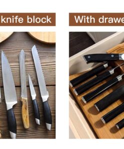 Utoplike In-Drawer Bamboo knife block, Drawer Knife Set Storage, Knife Organizer and Holder with Slots for 16 Knives and 1 Sharpening Steel (Not Included)-Kitchen Drawer, Counter Top 25 71fFePLdqyL