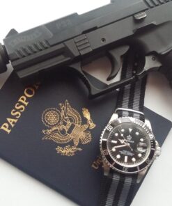 Benchmark Basics Nylon Watch Band - Waterproof Ballistic Nylon One-Piece Military Watch Straps for Men & Women - Choice of Color & Width - 18mm, 20mm, 22mm or 24mm Black / Grey Bond Striped 33 71fHJHLFDoL