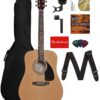 Fender FA-125 Acoustic Guitar - Natural Bundle with Gig Bag, Tuner, Strings, Strap, Picks, Austin Bazaar Instructional DVD, and Polishing Cloth Bundle w/ Gig Bag 45 71fHZPunliL
