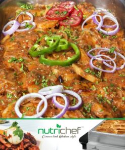 Nutrichef Professional Stainless Steel Buffet Warmer Server with 3 Trays | Portable Hot Plate Food Warmer Station for Parties & Events | Easy to Clean | 3 See-through lids | Max Temperature 175F 3 Pot 3.5 Quart 14 71fI3CLc6ML