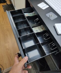 Cash Register Drawer for Point of Sale (POS) System with Removable Coin Slots, 5 Bill/6 Coin, 24V, RJ11/RJ12 Key-Lock, Media Slot, Black 5 Bill 6 Coin 21 71fLfMM5xIL