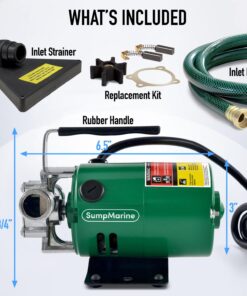 SumpMarine Water Transfer Pump, 115V 330 Gallon Per Hour - Portable Electric Utility Pump with 6' Water Hose Kit - To Remove Water From Garden, Hot Tub, Rain Barrel, Pool, Ponds, Aquariums, and More Pump Without Switch 19 71fMbaO4GZL
