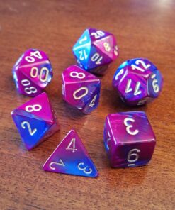 Chessex Manufacturing Cube Gemini Set of 7 Dice - Blue & Purple with Gold Numbering CHX-26428 23 71fNUN0yazL 1