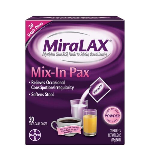 MiraLAX Mix-In Pax,0.59 Ounce (Pack of 20) 0.59 Ounce (Pack of 20)