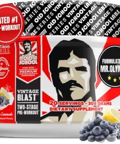 Old School Labs Ultimate 2 Stage Pre Workout for Explosive Energy, Massive Pumps & Laser Focus - Preworkout for Men & Women - Pre Workout Powder with Amino Acids - Natural Ingredients & 250mg Caffeine Blueberry Lemonade