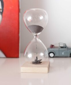 Kikkerland One Minute Timer Countdown Black Magnetic Sand Hourglass, Wood Base, Stalagmite 13 71fOmumk5L