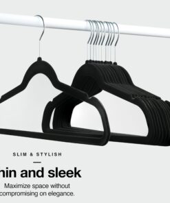 Home-it Premium Velvet Hangers 50 Pack - Ultra Thin Black Suit Hangers Non Slip - Heavy Duty Clothes Hangers for Closet, Shirt Pants, Hook Swivel 360 29 71fPjY18ihL