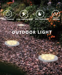 Biling Solar Ground Lights, Solar Disk Lights (8 LEDs /4 Pack) Outdoor Waterproof Solar Garden Lights for Pathway Outdoor in-Ground Lawn Yard Deck Patio Walkway - Warm White 30 71fPl1GvNUL