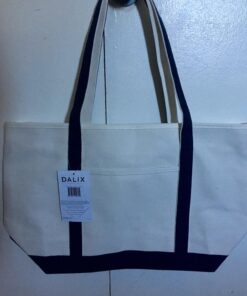 DALIX 23" Premium 24 oz. Cotton Canvas Shopping Tote Bag Navy Blue 34 71fRlV4XIcL
