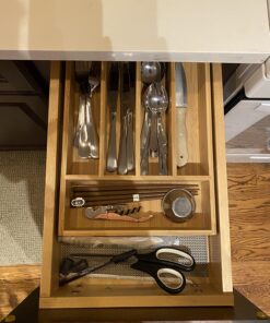 Utopia Kitchen Bamboo Silverware Organizer for Drawer Kitchen Utensil Organizer, Kitchen Drawer Organizer for Large Utensils, Cutlery Drawer Organizer, Silverware Holder, Flatware Organizer Tray 5 Compartments Natural 40 71fUd6V x6L