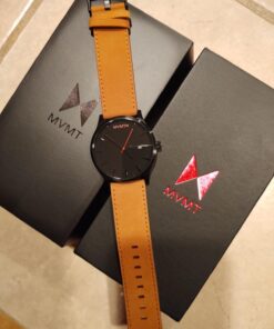 MVMT Classic Men's 45 MM Analog Black Tan Watch with Leather Strap 29 71fUlC0CumL